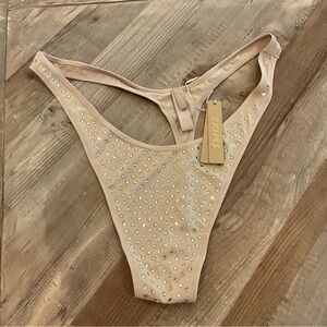 SKIMS Rhinestone Logo Micro Thong‎ Nude 3X NWT